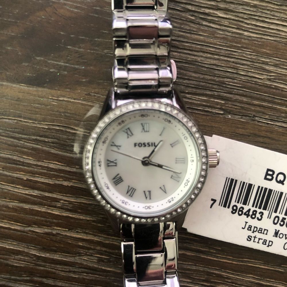 NWT! Fossil Watch Women's Silver Stainless Steel Crystal Bezel - Picture 6 of 11